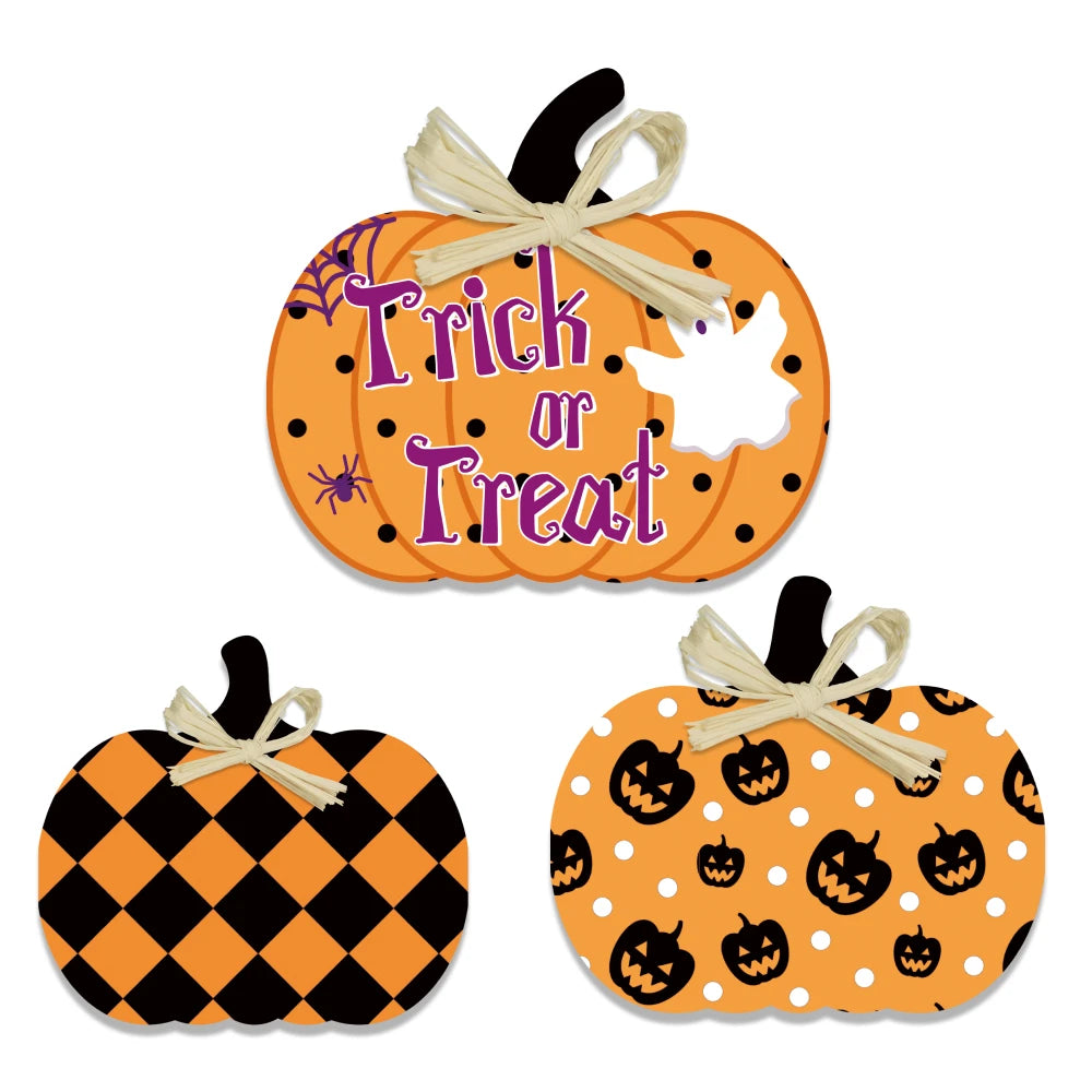 3pc Wooden Fall Pumpkin Decor for Tabletop Display.