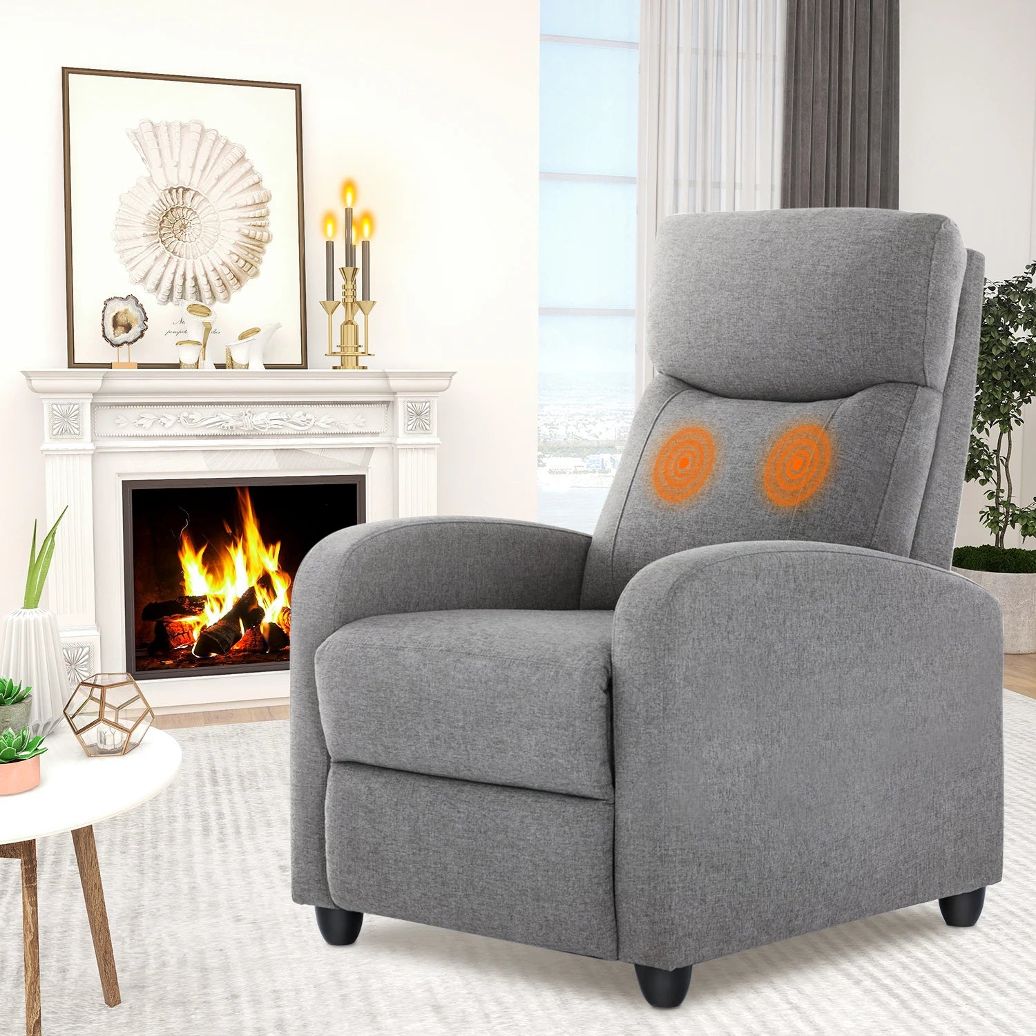 Recliner Chair with Massage, Lumbar Support and Adjustable Modern Padded Seat and Backrest