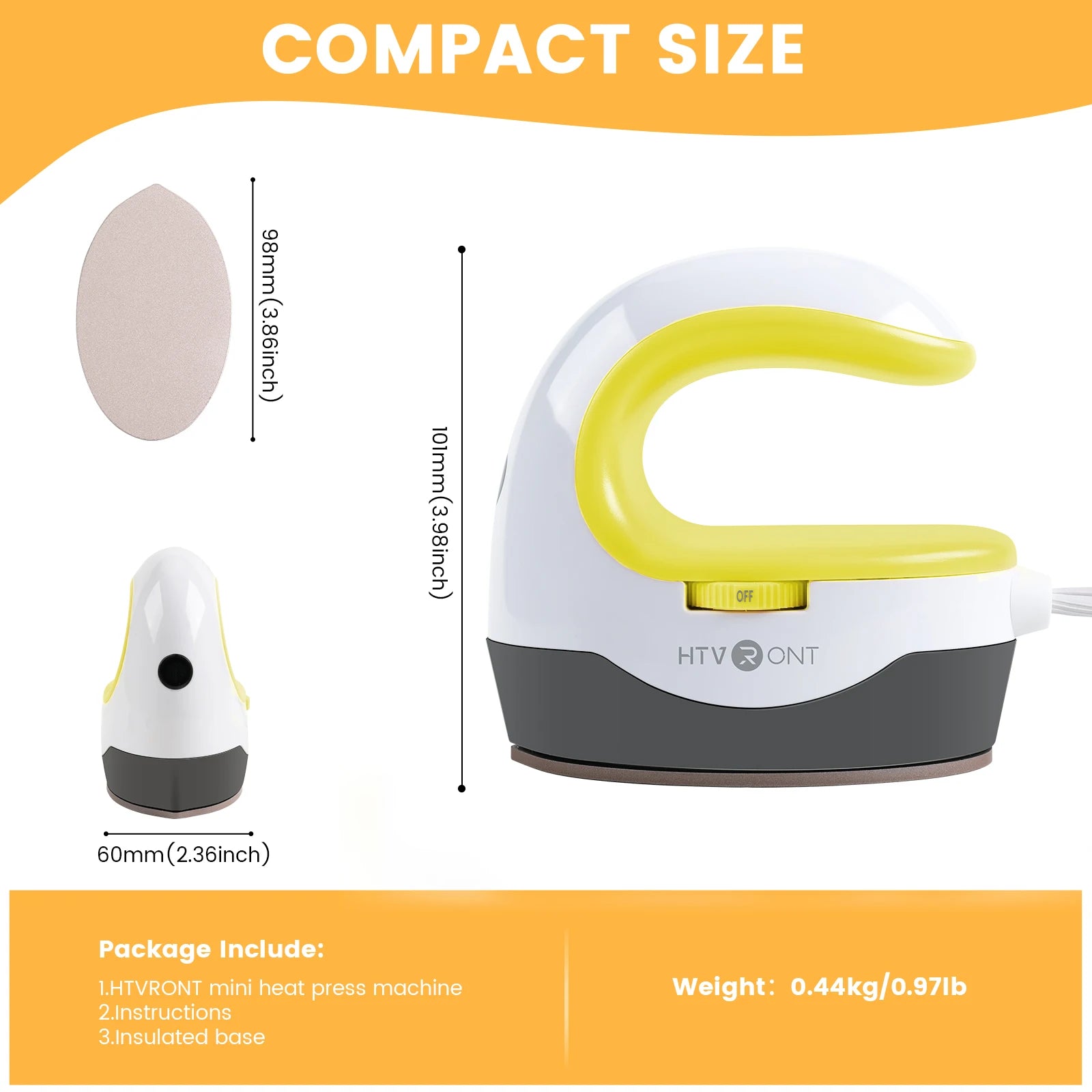 Portable Mini Heat Press Machine and Transfer Iron with Three Heat Settings