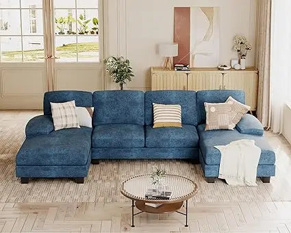 4-Seat Sectional U-Shaped Couches with Chenille Fabric with Removable Pillows. Various Colors.