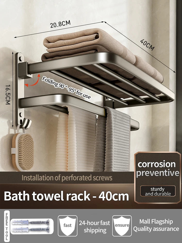 Wall Mounted Aluminum Towel and Storage Rack