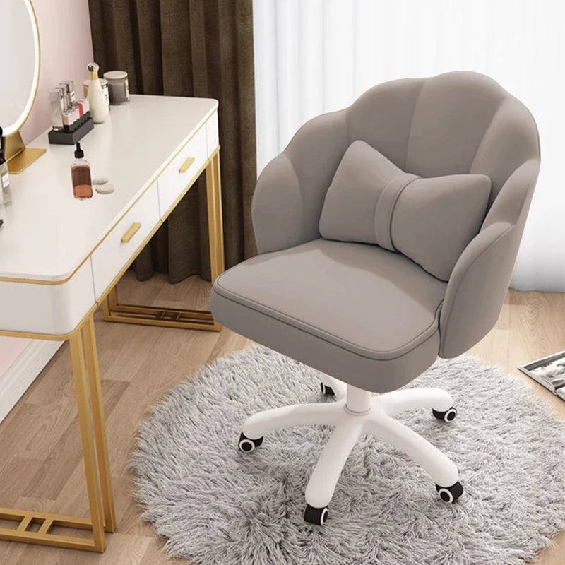 Velvet Petal or Butterfly Chair used as Vanity or Desk Chair with Bow Pillow. Various colors.