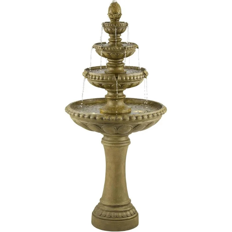 Four Tiered Water Fountain, Italian Style, LED Light