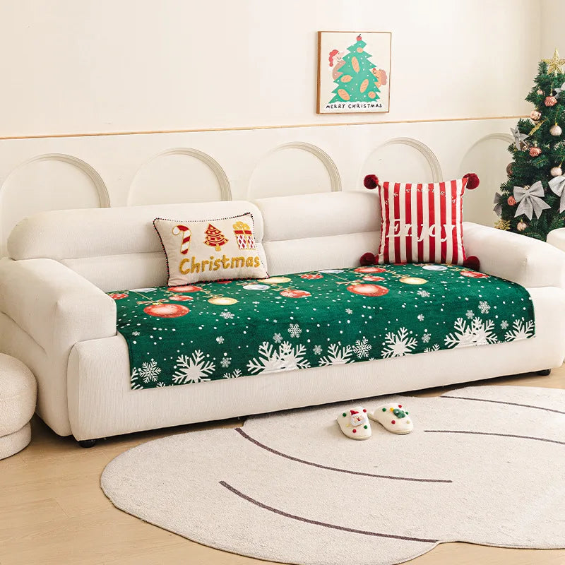 Winter or Christmas Flannel Anti-Slip Sofa Cover
