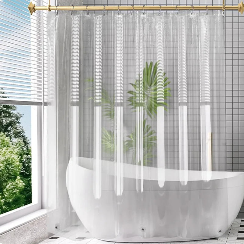 72" x 84" Extra Long Clear Plastic Waterproof Inside Shower Curtain Liner with Grommets and Magnets
