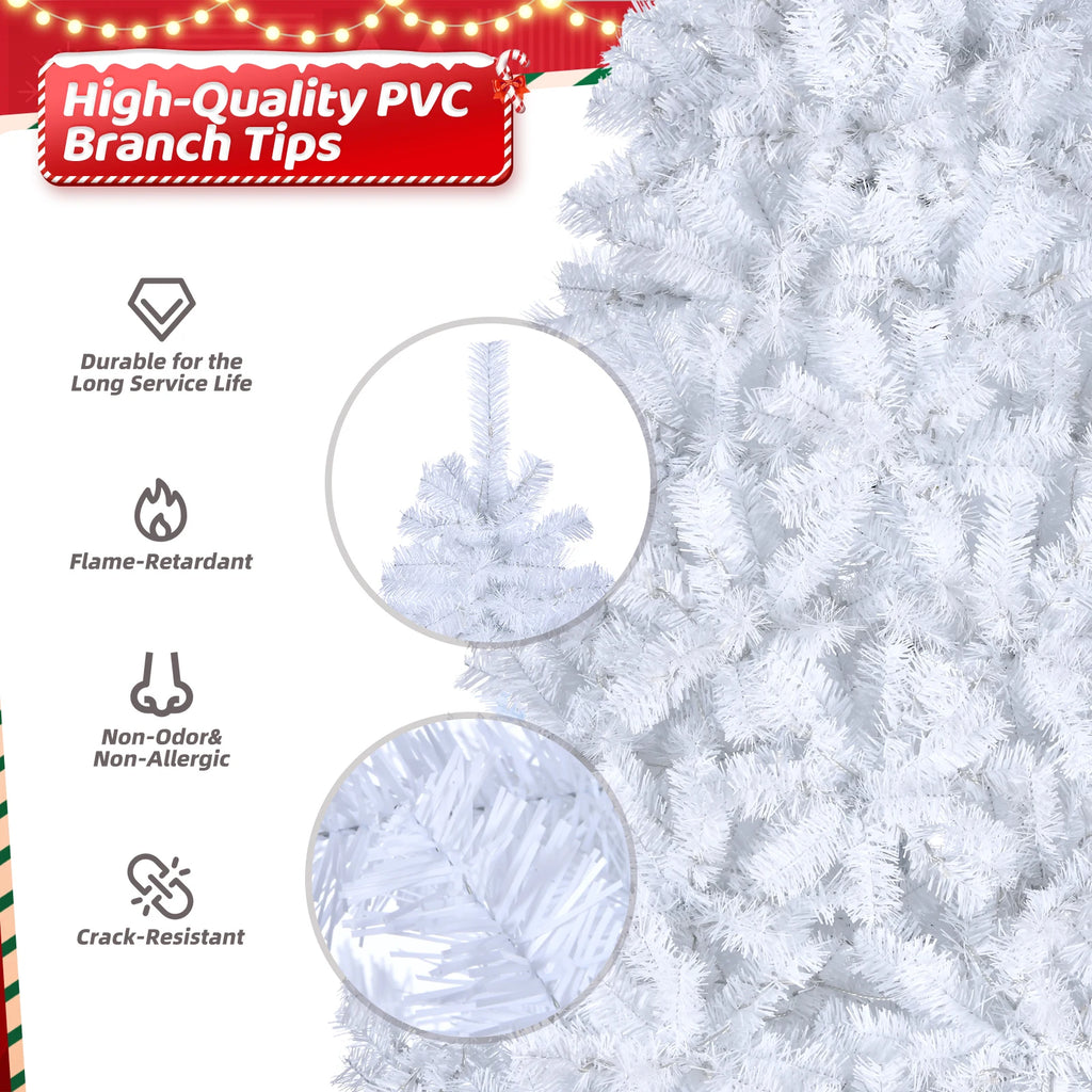 7FT Iron Leg White Christmas Tree with 1349 Branches