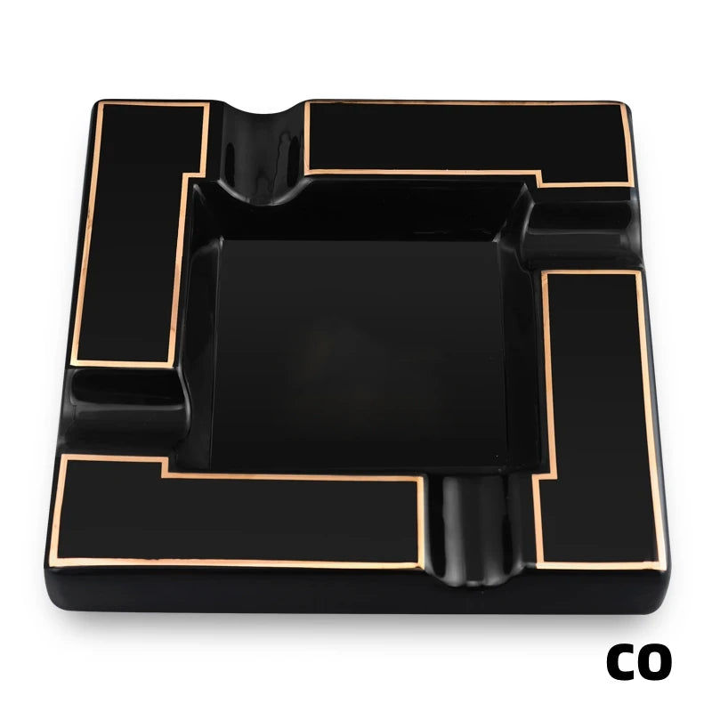 European Style Ceramic Cigar Ashtray with Large Capacity Wide Mouth Slot - Cigar not included.