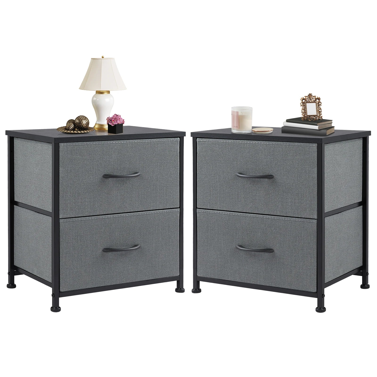 Bedside Nightstand or Sofa Table with Fabric Drawers