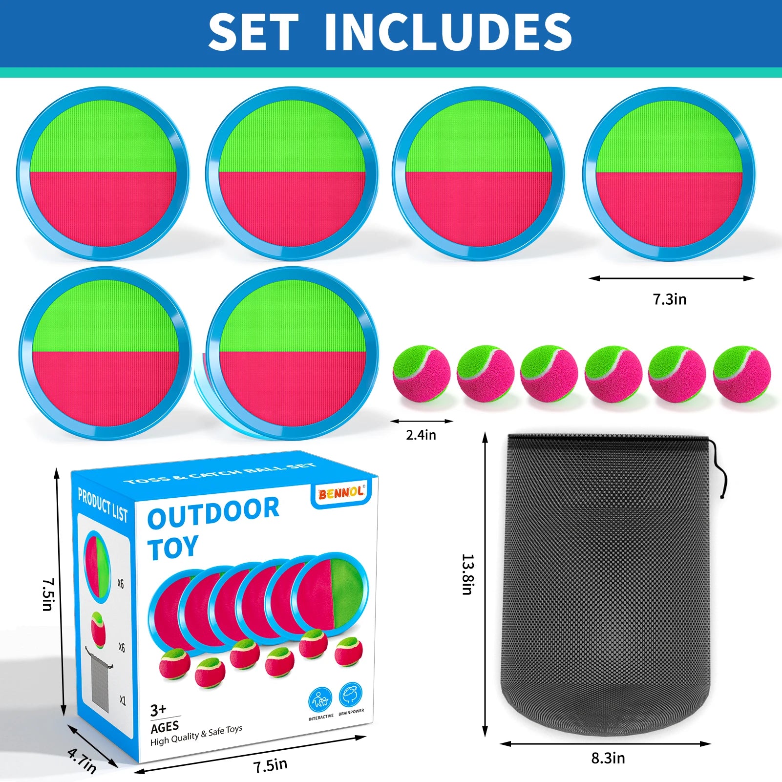Toss and Catch Ball Game Outdoor Toys for Kids, Outdoor Outside Games Toys for Kids, Yard Backyard Games Beach Toys Outside Game