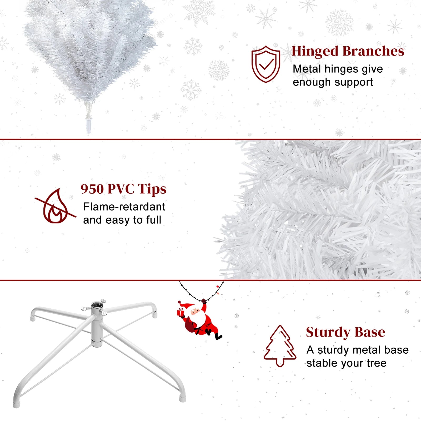 7FT Iron Leg White Christmas Tree with 1349 Branches