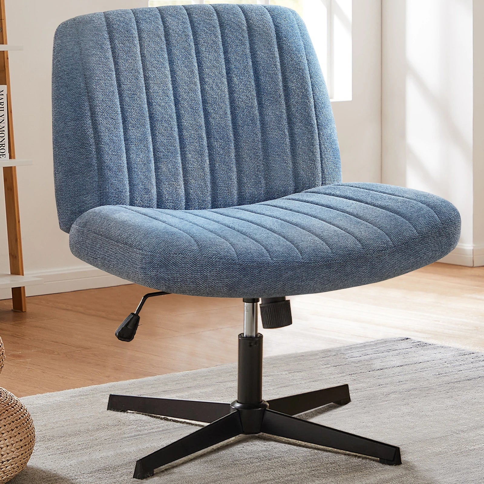 Wide, Armless, Adjustable, Swivel, Cross Legged Rocking Gaming Chair.