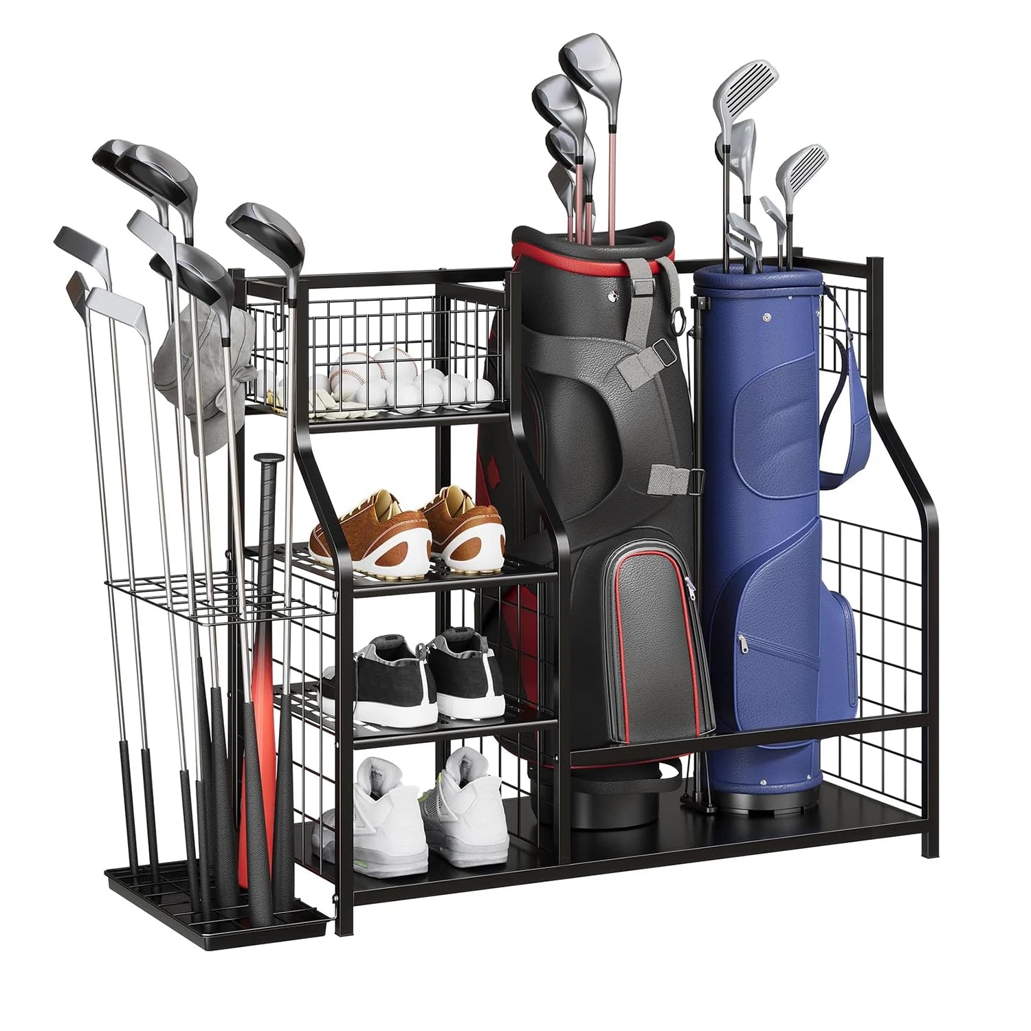 Golf Bag Storage Stand and Equipment Organizer
