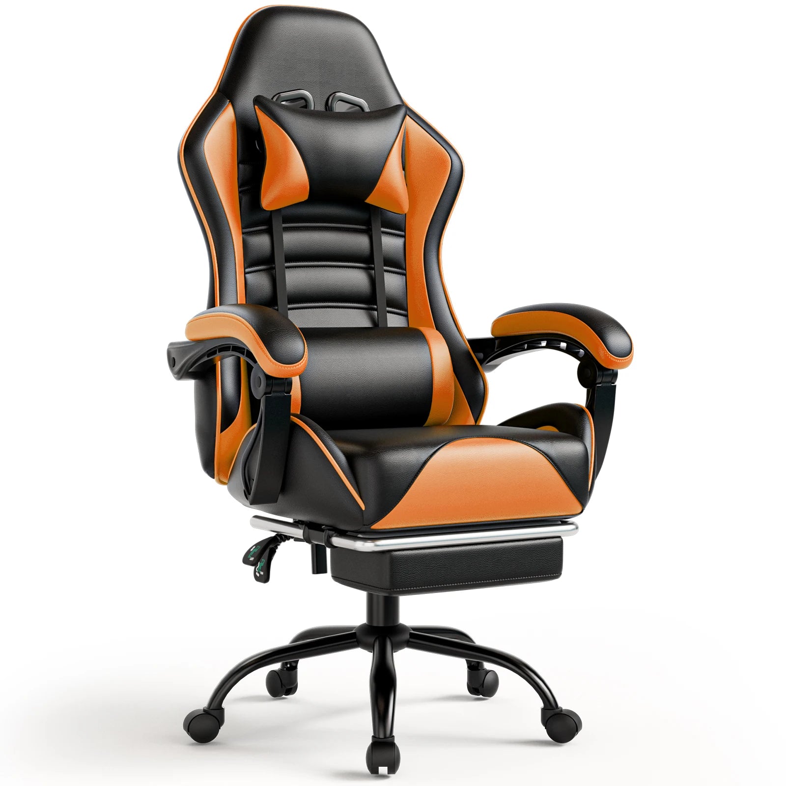 Ergonomic Reclining Racing Style Video Gaming Chair with Footrest.