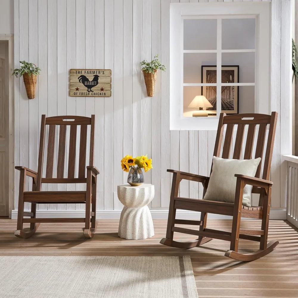 Set of 2 Poly Lumber Oversized Outdoor Rocking Chairs in Various Colors.