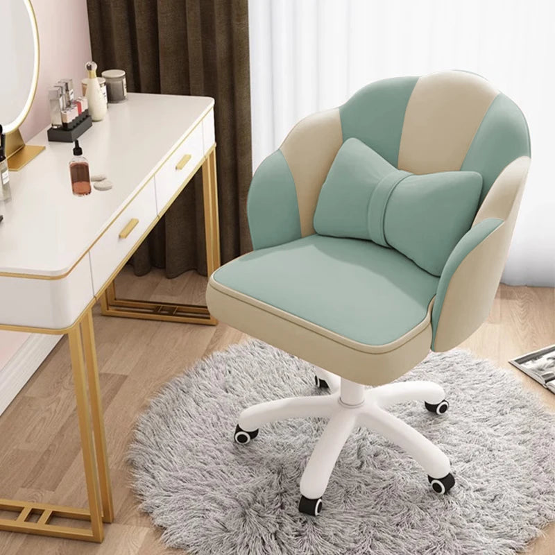 Velvet Petal or Butterfly Chair used as Vanity or Desk Chair with Bow Pillow. Various colors.