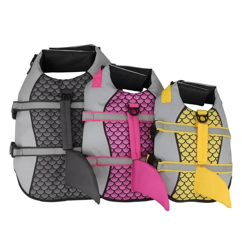 Shark Dog Life Jacket with Handle and Enhanced Buoyancy for Swimming;; May be used for Halloween Costume for Dog