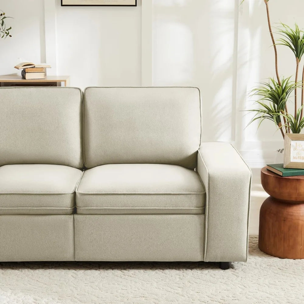 2-Seater Loveseat Sofa  with Seat Storage, Side Pockets & Type-C/USB Ports,