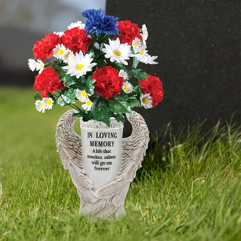 Cemetery Waterproof Garden Statue for Grave Site, Flowers not included.
