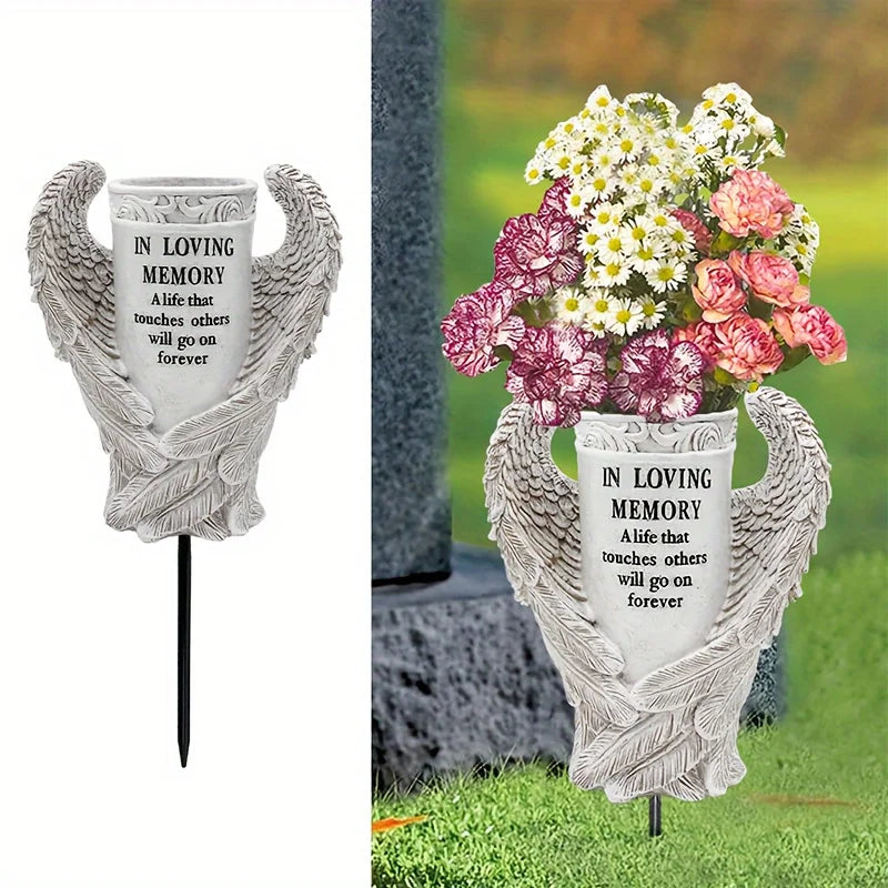 Cemetery Waterproof Garden Statue for Grave Site, Flowers not included.