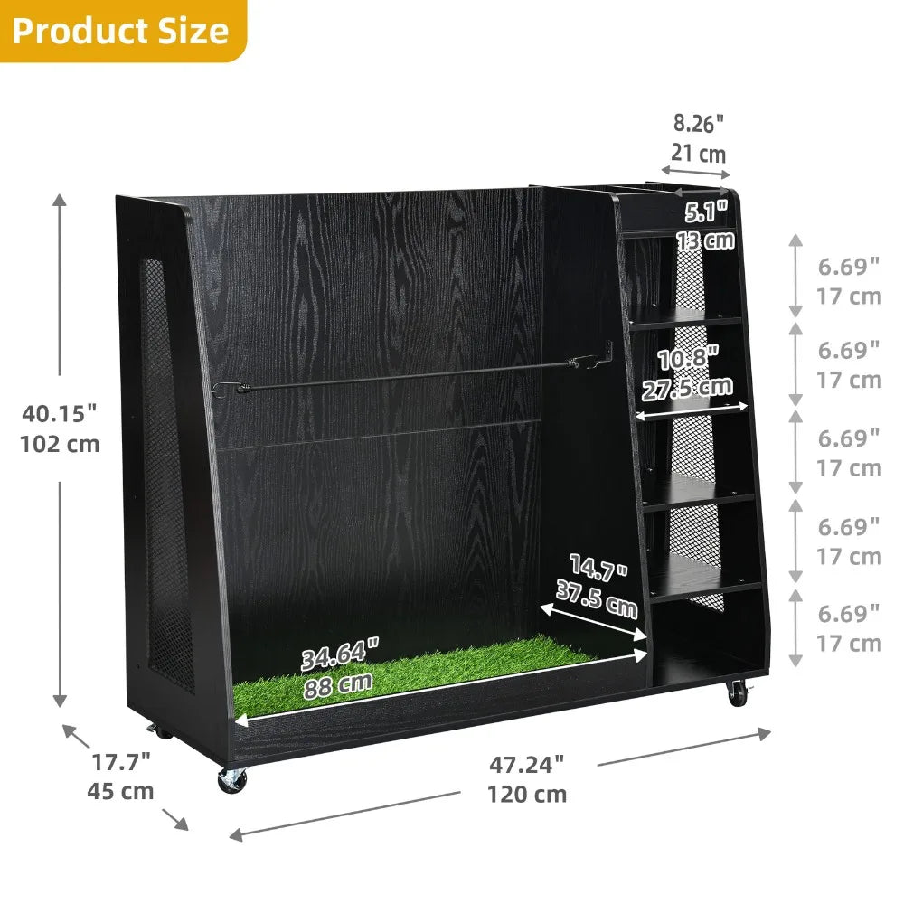 Golf Bag and Equipment Rack for 2-3 Bags.