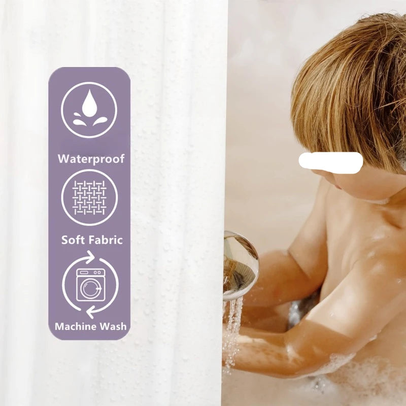 72Wx72L Machine Washable and Waterproof Fabric Shower Curtain Liner with 6 Magnets and Brass Grommets.