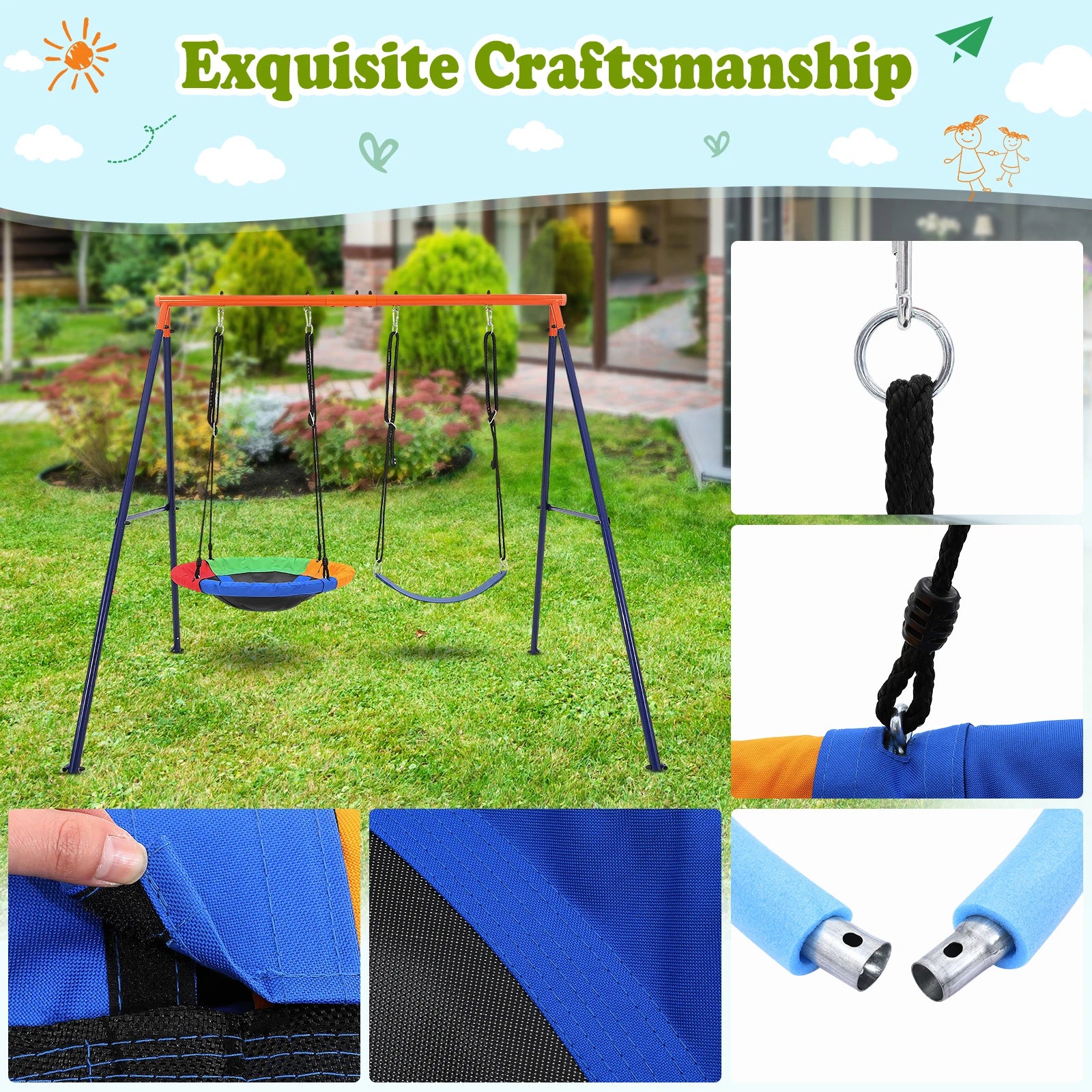 Double seat Children's Playground Swing.