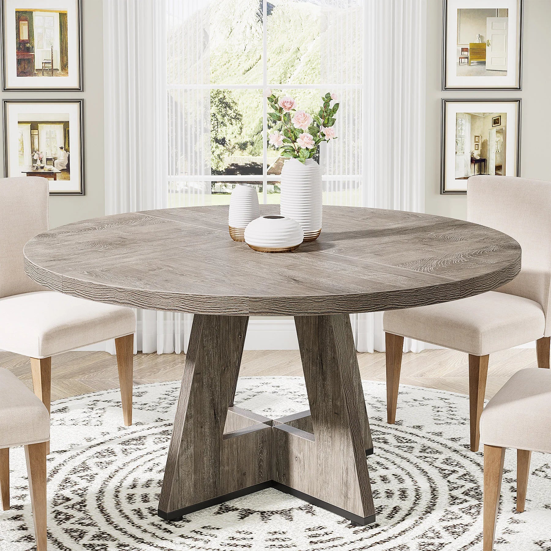 47 inch Round Dining Table for 4,