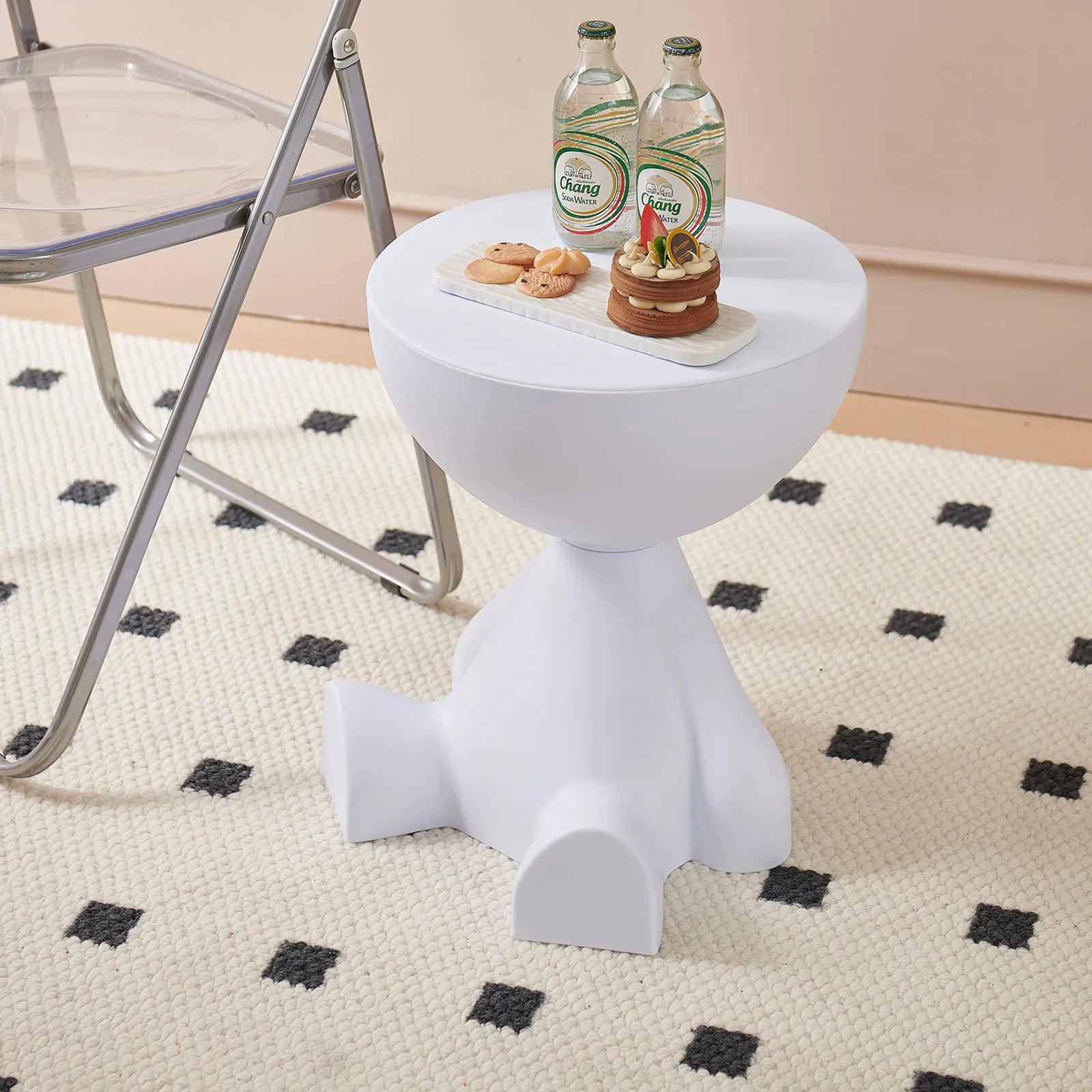 Small Round Multi-Use Coffee Table with Lift Off Top.