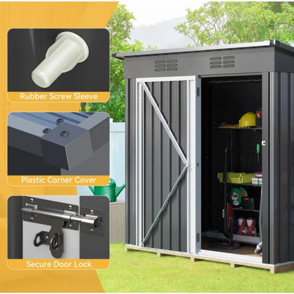 5X3 ft. Metal Storage Shed with Lockable Door & Air Vent,