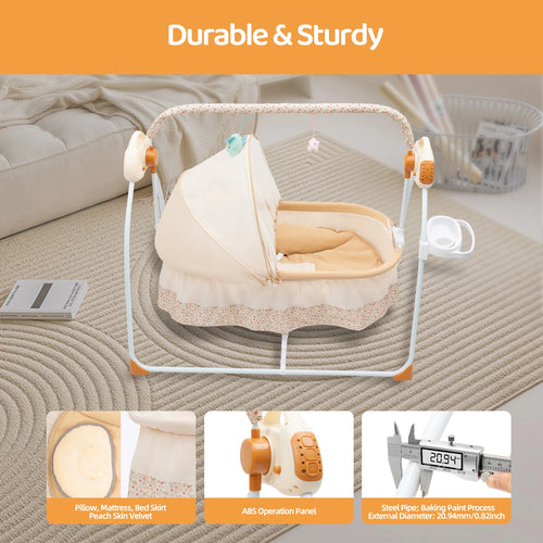 0-18 Months Infant Electric Foldable Baby Crib with Auto Swing and Remote Control.