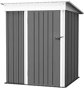 5 x 3 Ft. Outdoor Waterproof Metal Storage Shed with Lockable Door.
