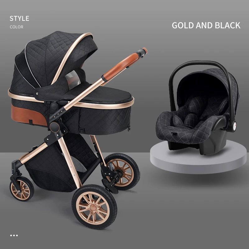 Luxury 3 in 1 Baby Stroller, Cradle and Infant Carrier with Multiple positions