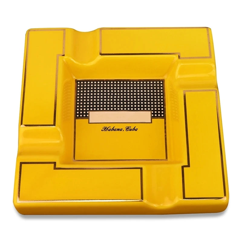 European Style Ceramic Cigar Ashtray with Large Capacity Wide Mouth Slot - Cigar not included.