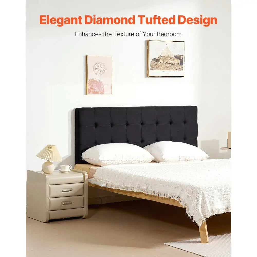 Diamond Tufted Adjustable Height Headboard for Queen Size Bed