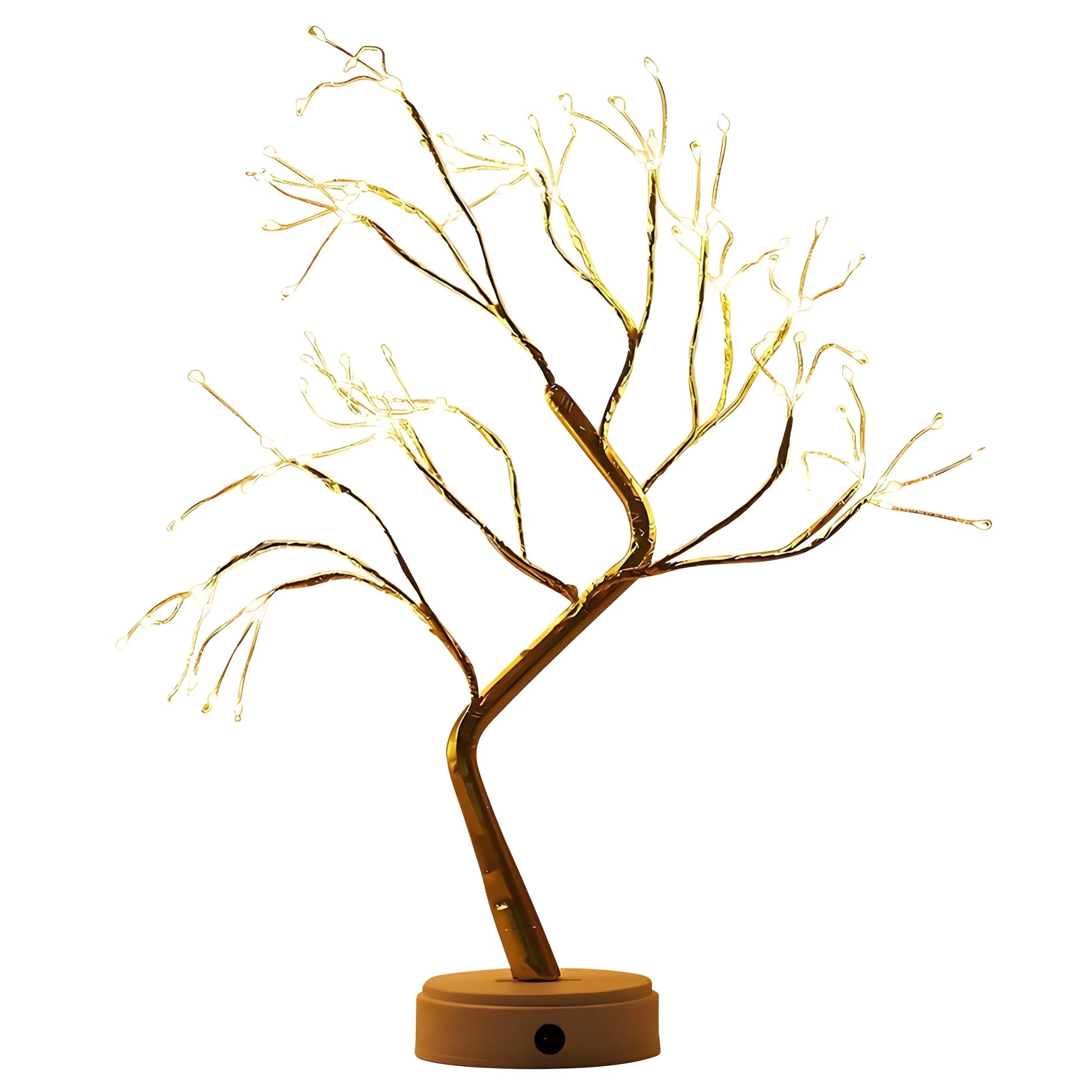 Desktop LED Bonsai Iron Tree Lamp with Silver Branches and Pearl Gold Leaf Stars