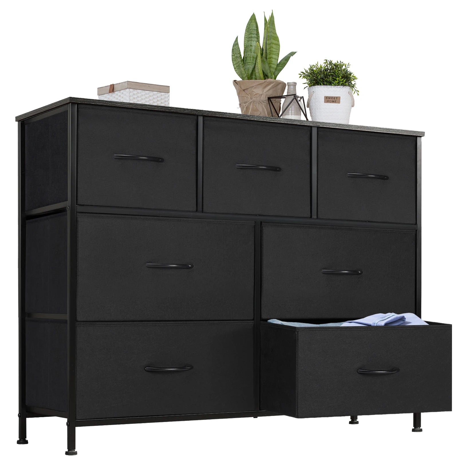 Multi-Use Dresser With Seven Fabric Drawers