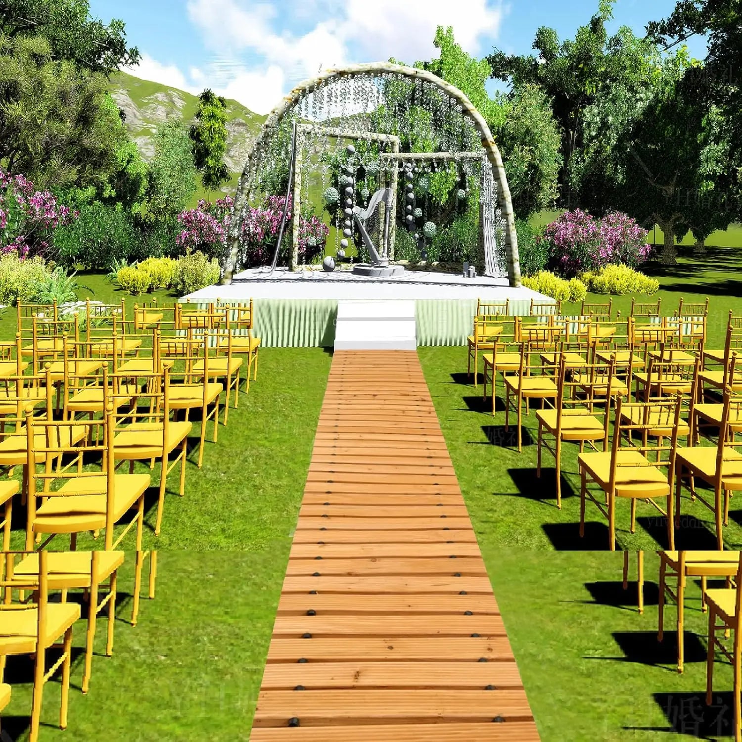 10FT Wooden Outdoor Roll Out Weather Resistant and Non-Slip Hardwood Walkway