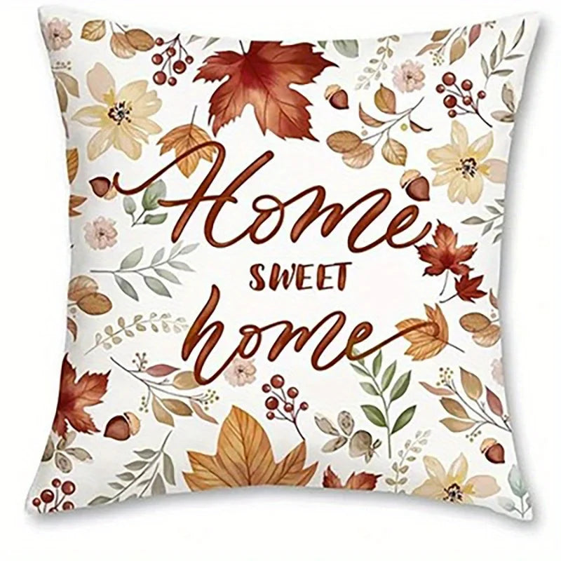 Pillow cover with autumn pattern and zipper
