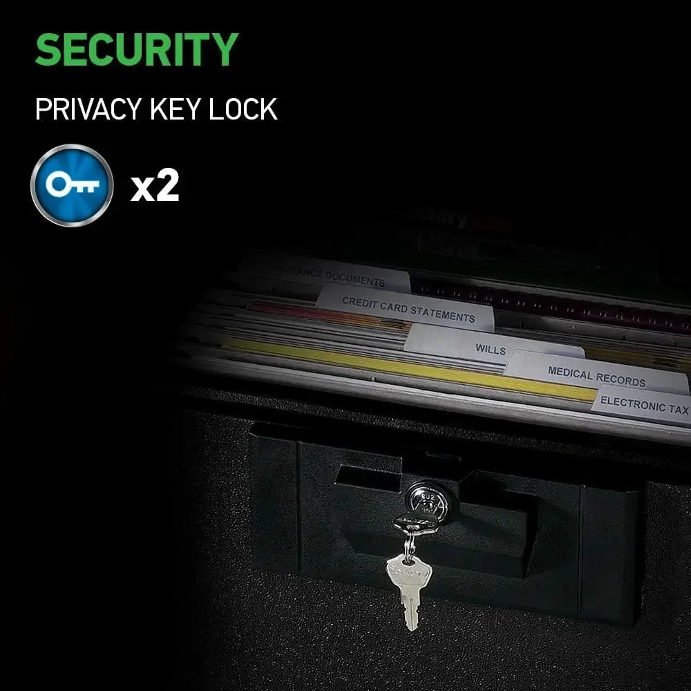 0.61 Cubic Feet Black Fireproof Document Safe With Key Lock