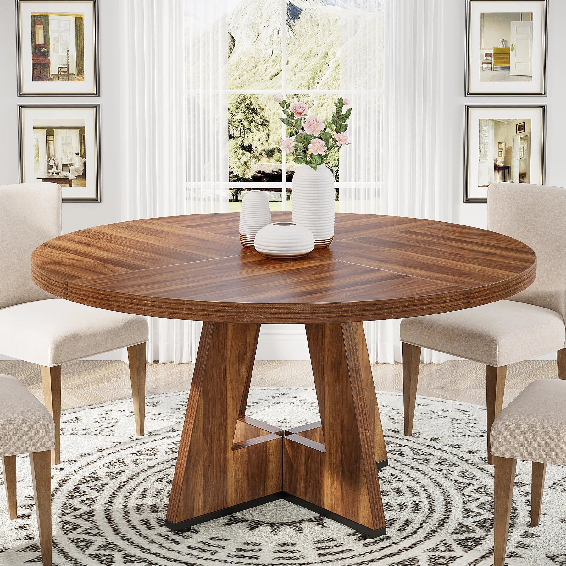 47 inch Round Dining Table for 4,