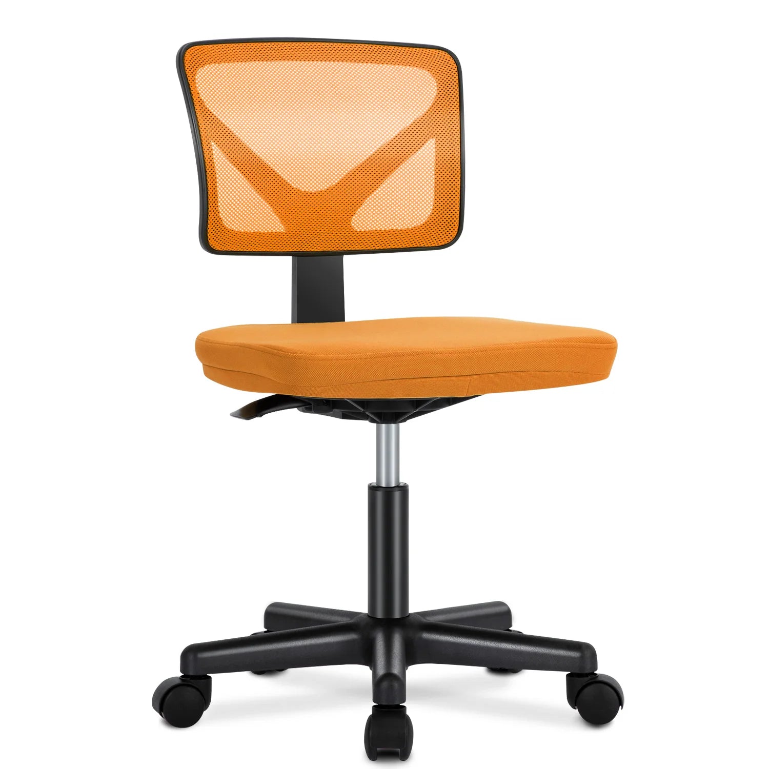 Armless Mesh Office Chair with Lumbar Support, Low Back, Adjustable Height and Swivel Seat.  Various colors.