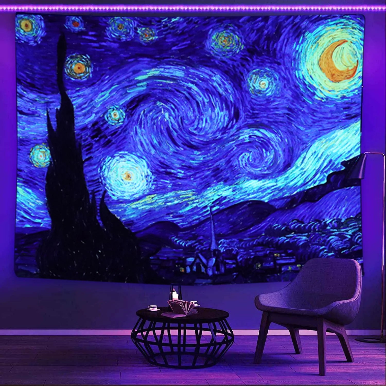 Van Gogh Abstract UV  Blacklight Wall Tapestry