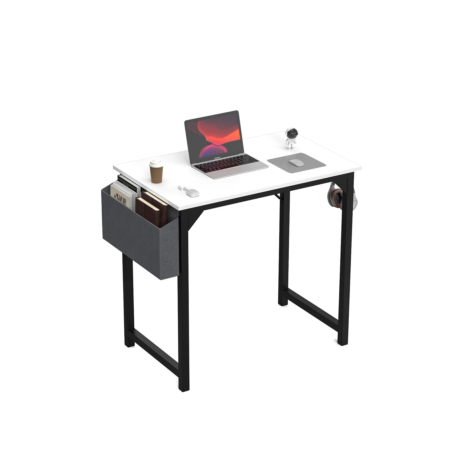 Computer Desk Gaming Table Compact with Side Bag Headphone Hook Easy Assembly