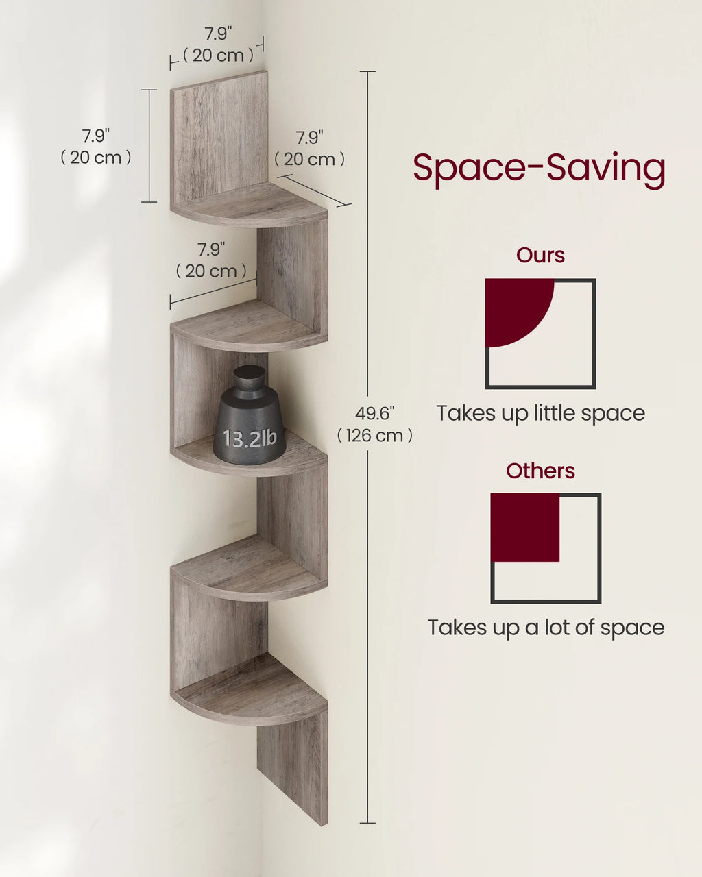Multi-Purpose 5-Tier Floating Corner Shelf with Easy Installation
