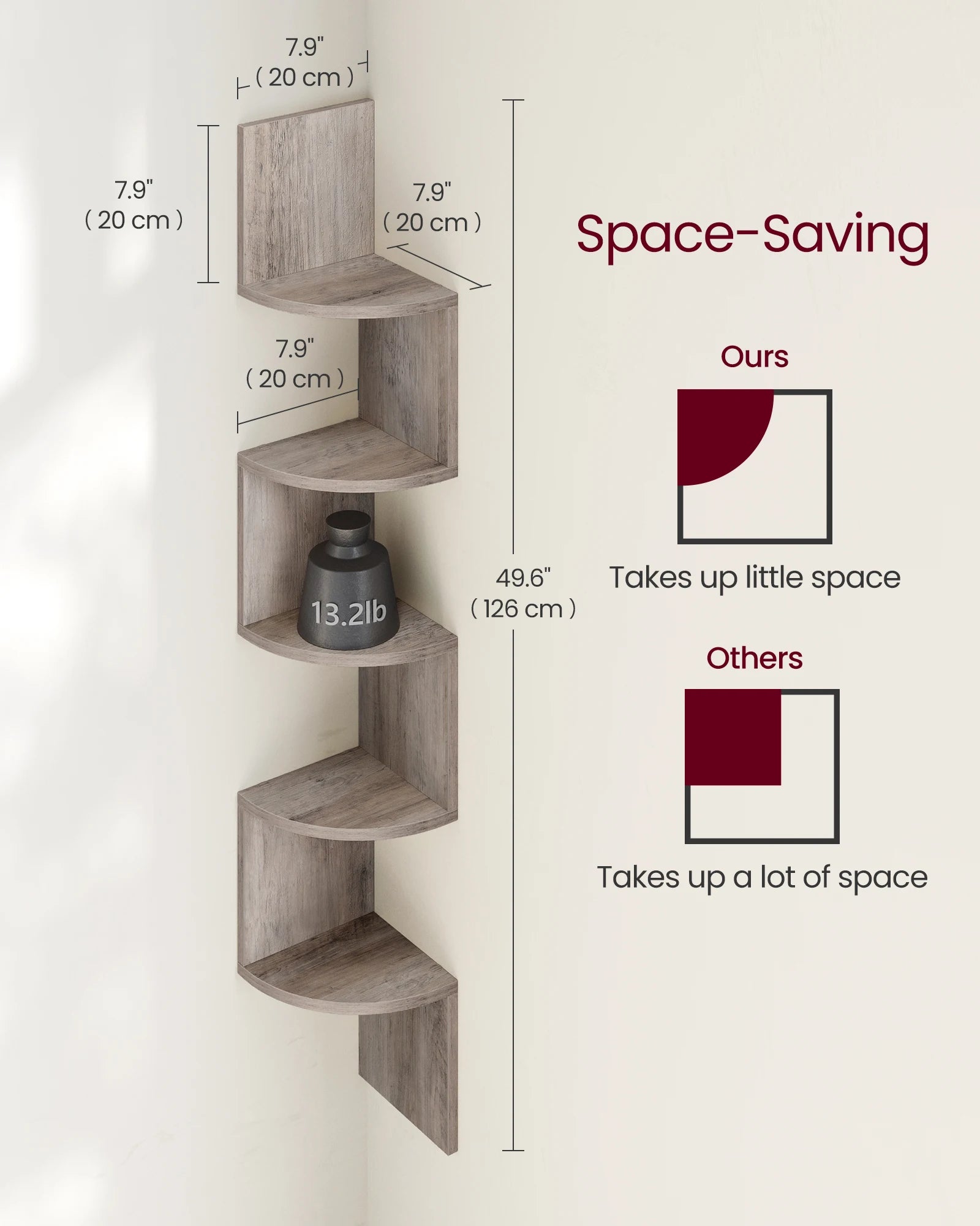 Multi-Purpose 5-Tier Floating Corner Shelf with Easy Installation