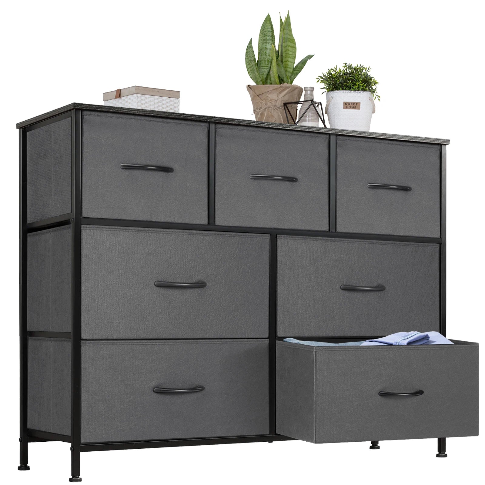 Multi-Use Dresser With Seven Fabric Drawers