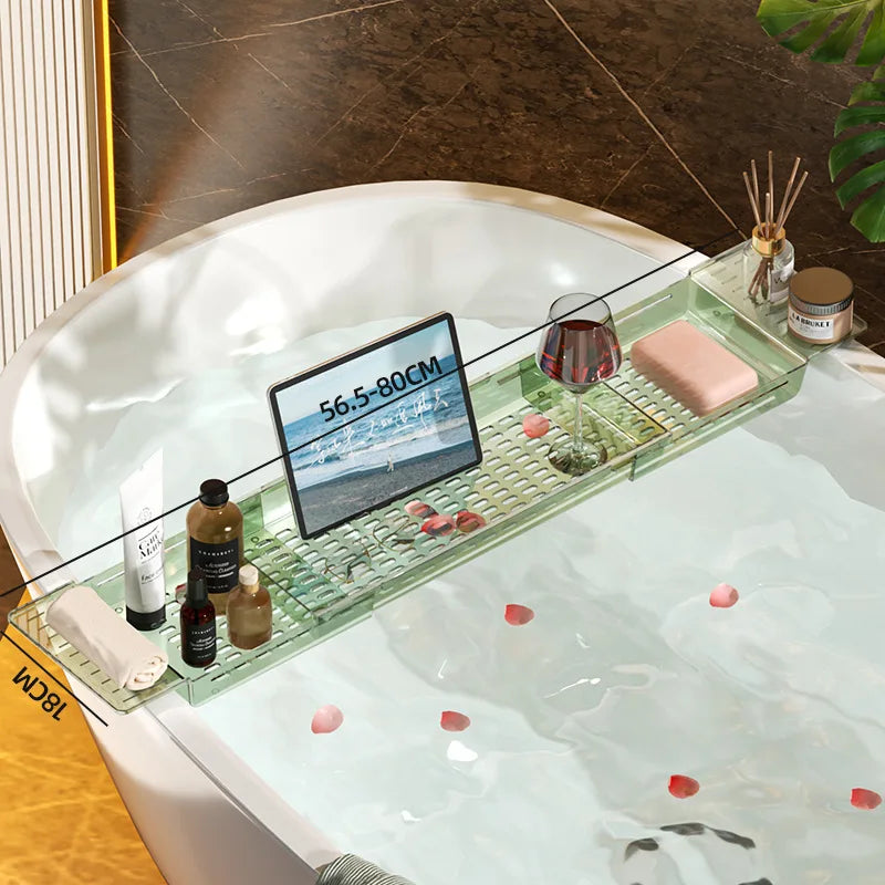 Retractable Bathtub Caddy Rack with Drain Holes