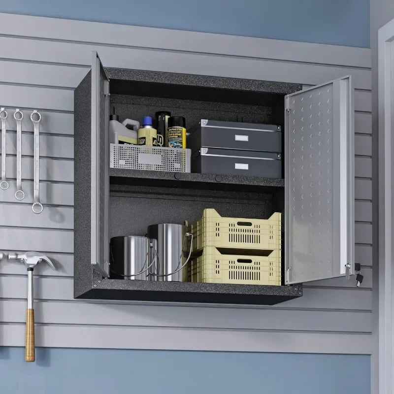 Black/Grey Wall Mount Floating Garage Storage Cabinet,