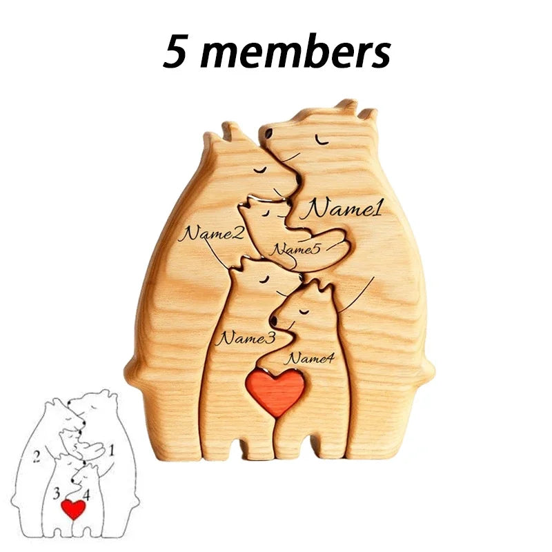 Personalized Customed Wooden Bear Family Puzzle