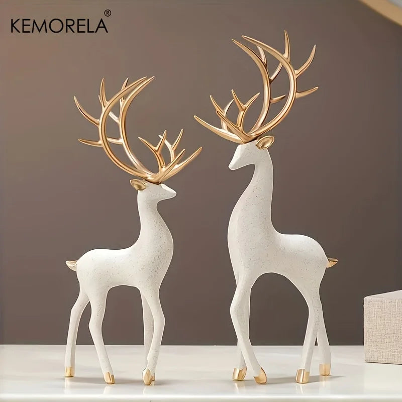 Christmas Elk Resin Statue for Nordic Tabletop Decoration